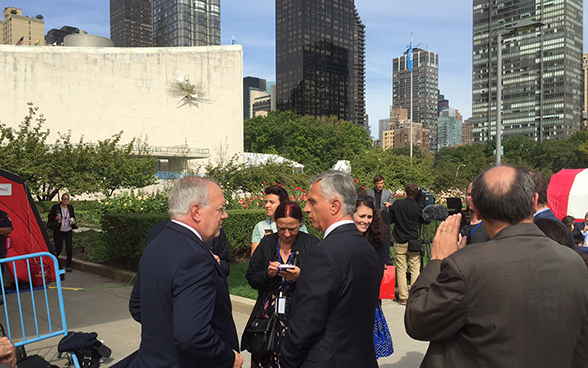 Bundespräsident Johann N. Schneider-Ammann und Bundesrat Didier Burkhalter nehmen an der UNO-Generalversammlung in New York teil. 