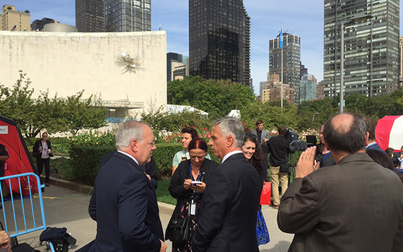 President of the Swiss Confederation Johann N. Schneider-Ammann and Federal Councillor Didier Burkhalter attend the UN General Assembly in New York. 