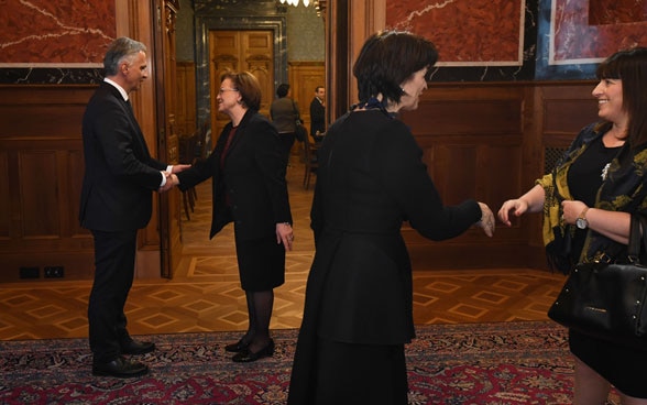 Didier Burkhalter alla cerimonia di presentazione degli auguri di Buon Anno 2017 a Berna. 