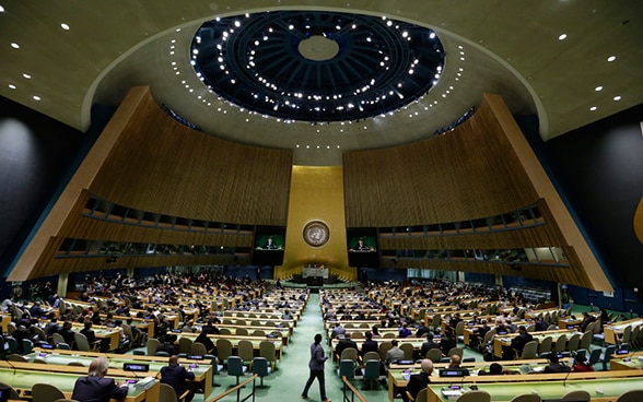 Vue intérieure de la salle de la 72e Assemblée générale des Nations Unies à New York