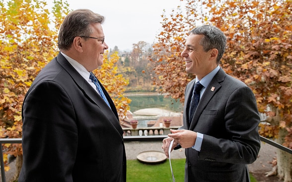 Le conseiller fédéral Ignazio Cassis et son homologue lituanien, M. Linas Antanas Linkevičius