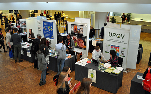 Fruitful discussions and exchange at the booths of the international organisations at International Career Day 2018. 