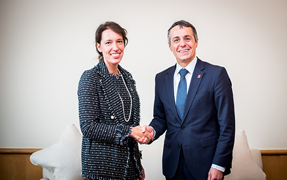 Der Vorsteher des EDA mit der chilenischen Aussenministerin Carolina Valdivia, 24.04.2019.