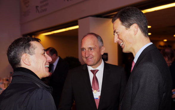 Treffen mit Erbprinz Alois von und zu Liechtenstein (r.) und Regierungschef Adrian Hasler.