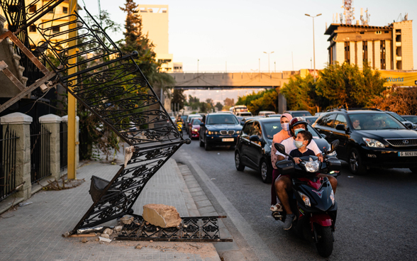 Zerstörung im Karantina-Viertel Beirut.