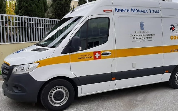 Modello del furgone inviato dalla Svizzera che sarà utilizzato per il trasporto di pazienti COVID.