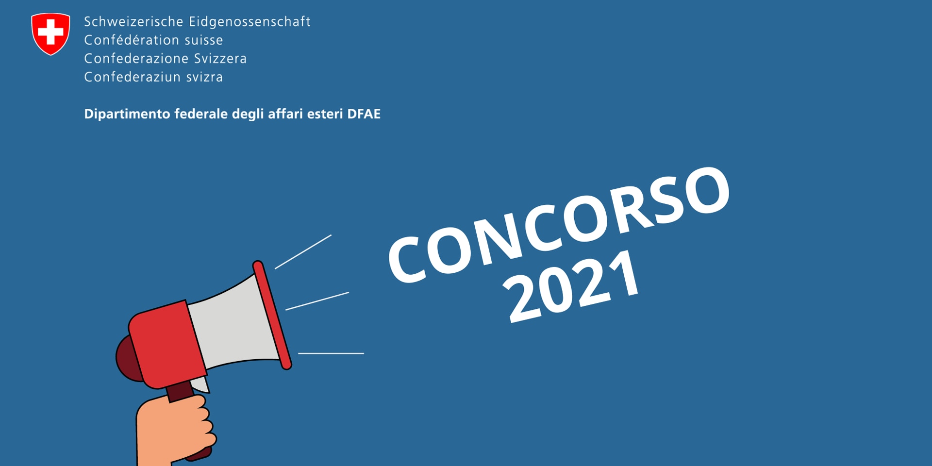 Rappresentazione grafica di un megafono che proclama il concorso 2021.