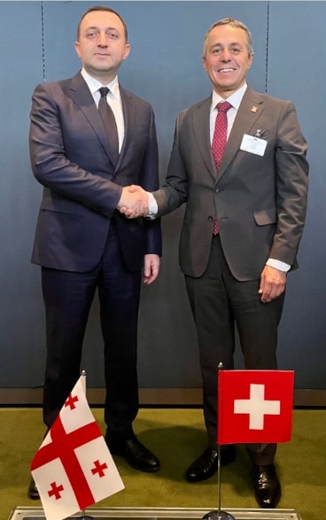 Bundespräsident Cassis im Gespräch mit dem georgischen Premierminister Irakli Garibashvili.