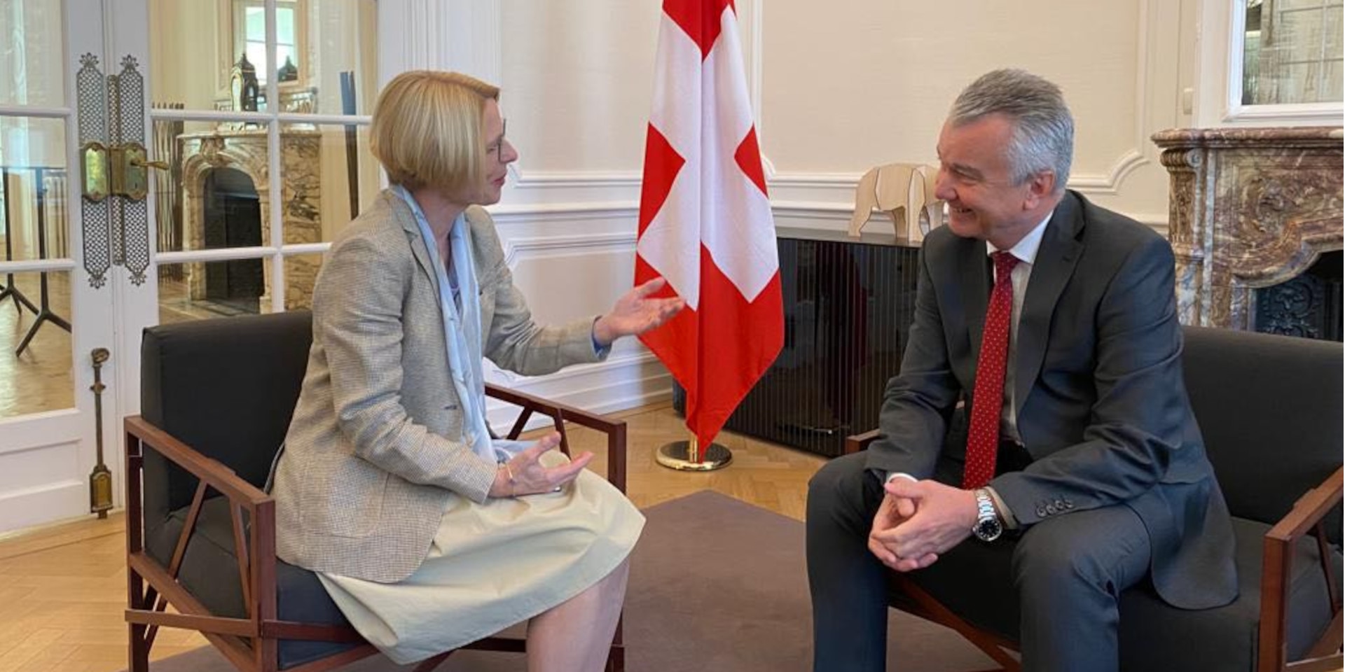 Staatssekretärin Livia Leu und Juraj Nociar, Kabinettschef des Vizepräsidenten der Europäischen Kommission.