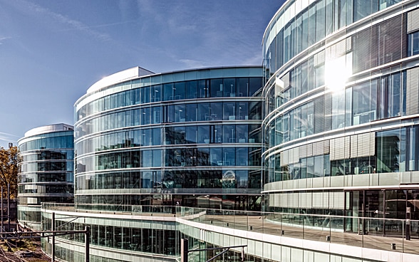  GICHD headquarters in Geneva, a glass building.