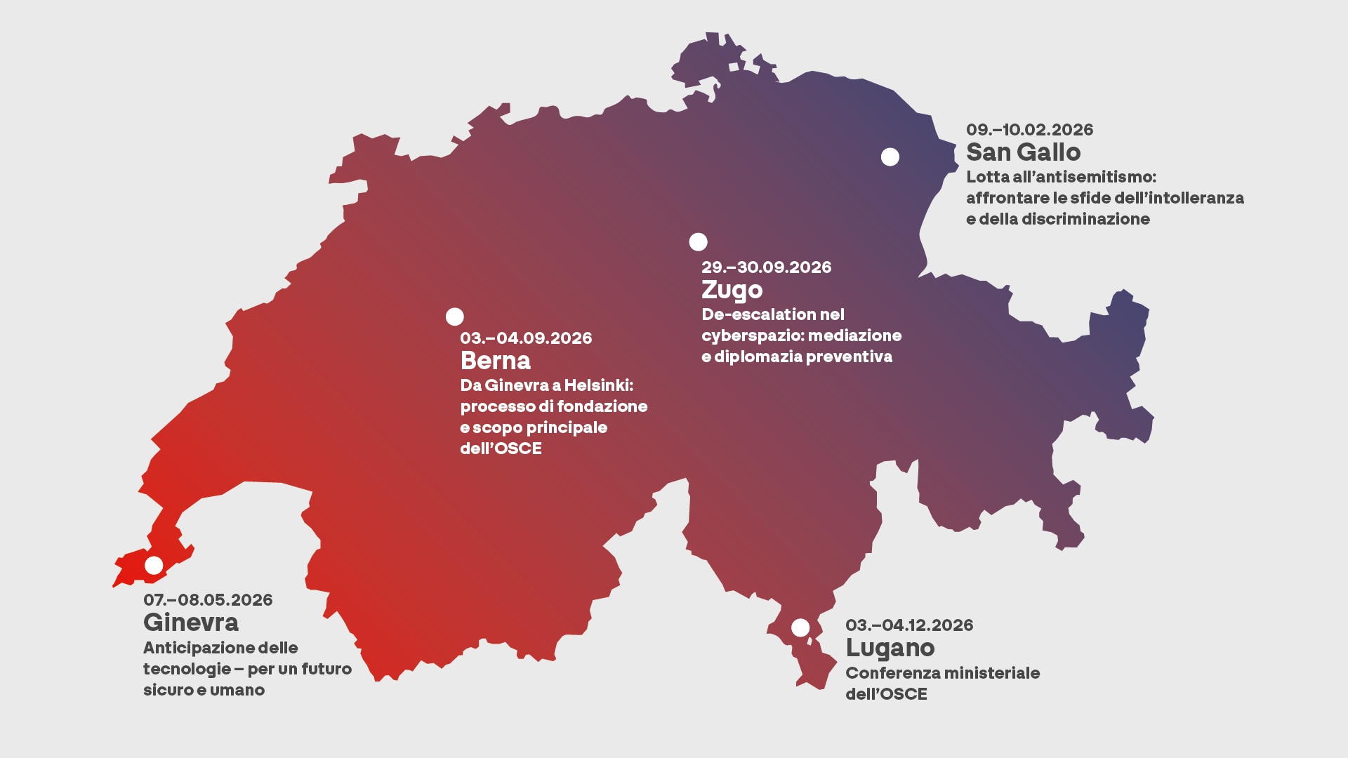 Mappa della Svizzera con l'indicazione delle conferenze.