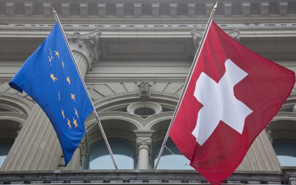 Flags Switzerland and EU