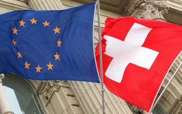 Flags of Switzerland and the EU