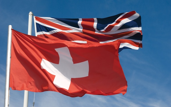 The Swiss flag and the Union Jack