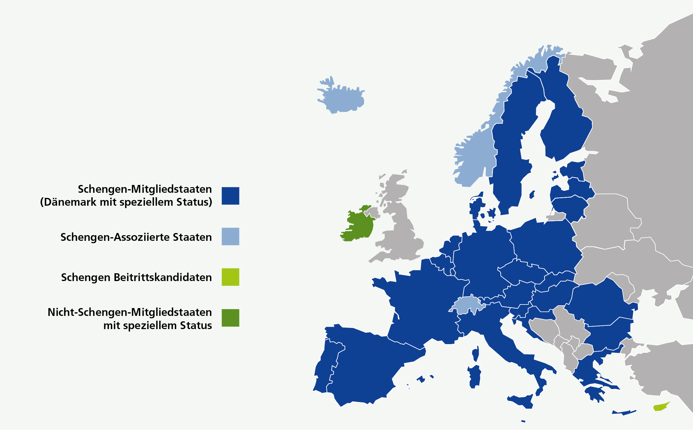 Karte des Schengen-Raums