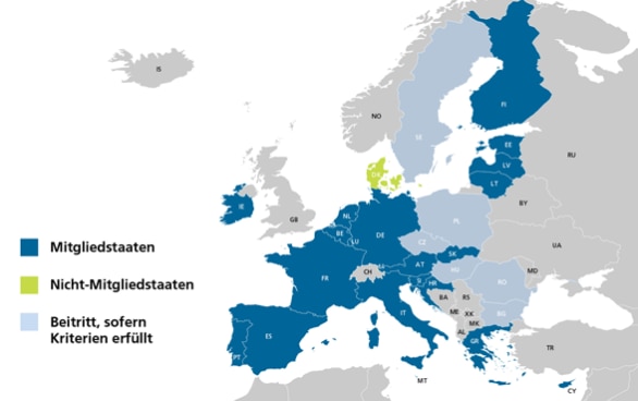 Die Wirtschafts- und Währungsunion (Karte)