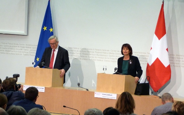 The President of the Swiss Confederation Doris Leuthard meets the President of the European Commission Jean-Claude Juncker