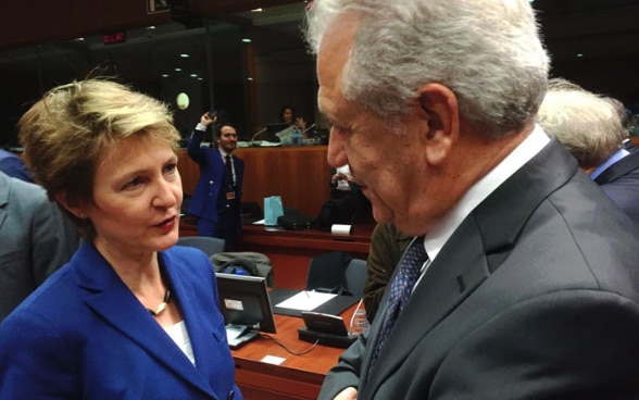 Bundesrätin Simonetta Sommaruga und Commissioner Dimitris Avramopoulos