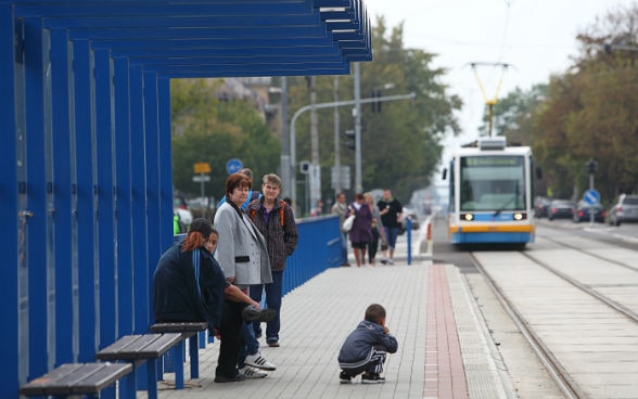 Tram stop in Ostrava