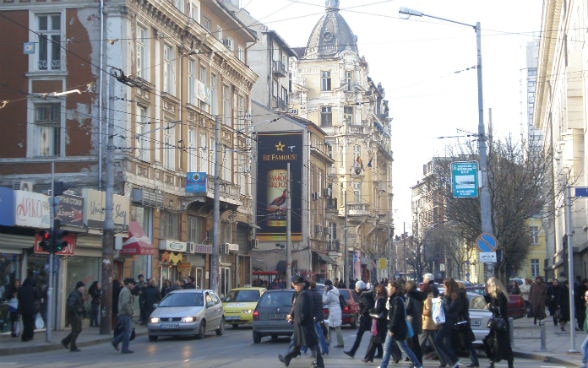 Rue commerciale en Bulgarie 