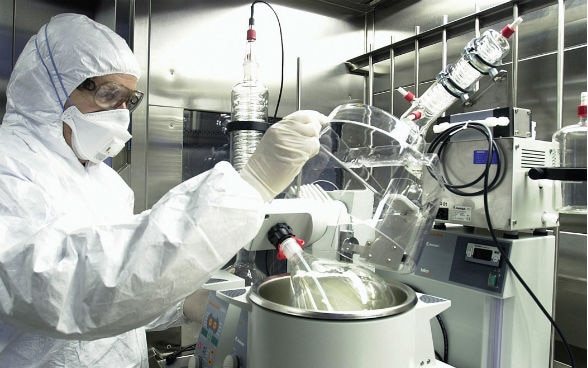 A researcher at work in a laboratory.