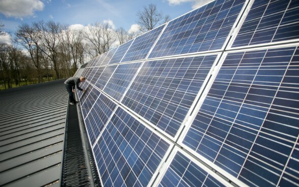 Solar panels on a low-energy building 